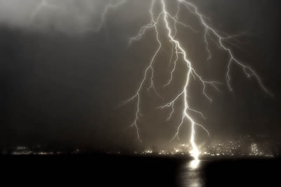 Rainy Season in Acapulco - Lightning strikes Acapulco Bay